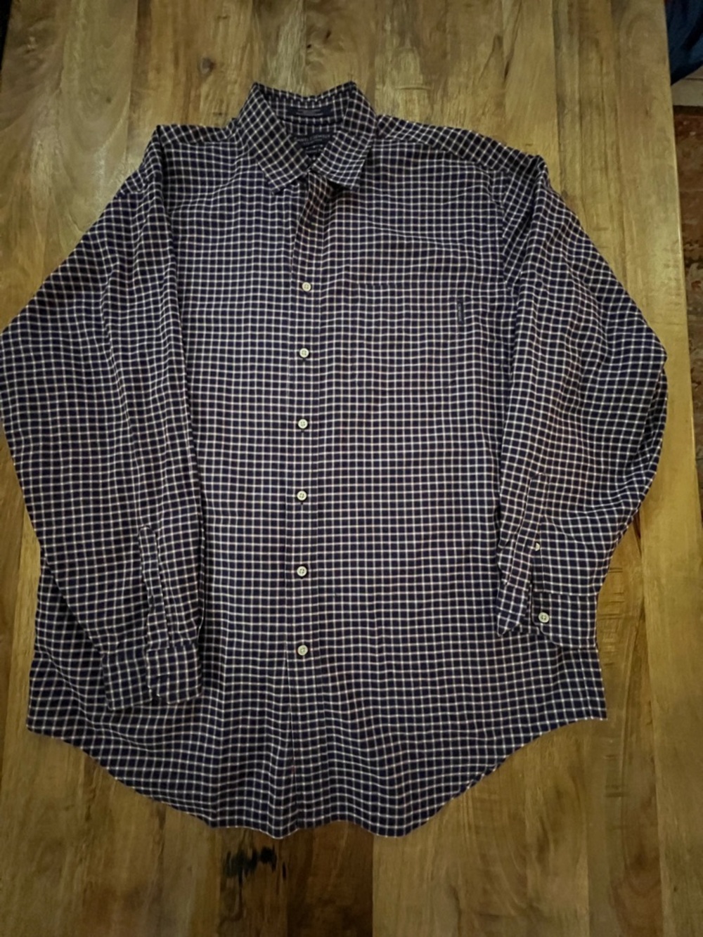 Daniel Cremieux Navy Red and White Checked Button-Down Shirt